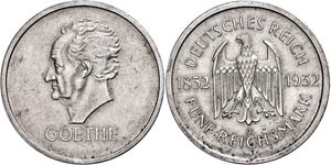 Coins Weimar Republic 5 Reichmark, 1932, J, ... 