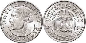Münzen Drittes Reich 5 Reichsmark, 1933 F, ... 