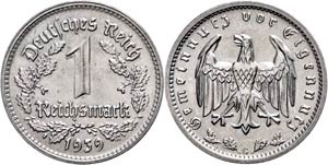 Münzen Drittes Reich 1 Reichsmark, 1939, G, ... 
