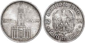 Münzen Drittes Reich 2 Reichsmark, 1934, E, ... 