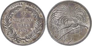 Coins German Colonies New guinea, + Mark, ... 