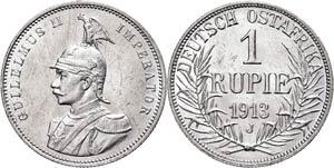 Coins German Colonies DOA, 1 Rupee, 1913 J, ... 
