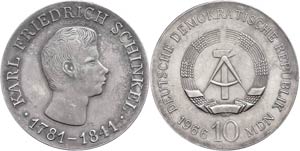 Münzen DDR 10 Mark, 1966, Schinkel, f. st., ... 