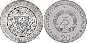 Münzen DDR 20 Mark, 1987, Stadtsiegel ... 