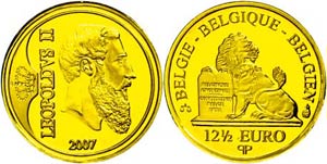 Belgien 12,5 Euro, Gold, 2007, Leopold II. ... 