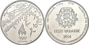 Estonia 10 Euro, 2014, XXII. Olympic games ... 