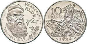 Frankreich 10 Francs, 1984, Piédfort, Rude, ... 