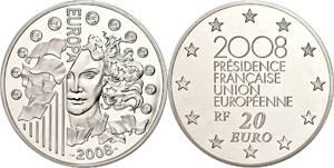 France 20 Euro, 2008, European monetary ... 