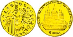 Frankreich 5 Euro, Gold, 2010, Europäische ... 