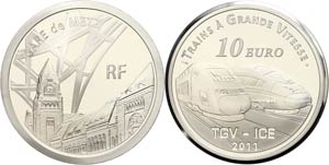 Frankreich 10 Euro, 2011, Eisenbahn in ... 