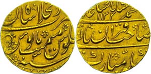 Indien Mohur (10,89g), Gold, Muhammad Shah, ... 