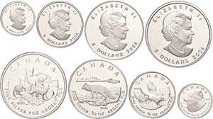Canada 2004, Set to 2 - 5 dollars, silver ... 