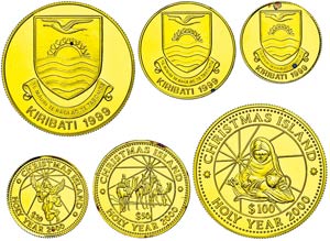 Kiribati Goldset composed of 20, 50 and 100 ... 