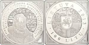 Lithuania 100 Litu, 2013, 400 years map of ... 