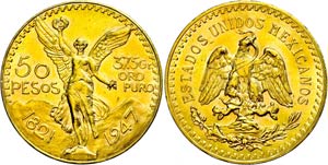 Mexiko 50 Pesos, Gold, 1959, Viktoriastatue, ... 