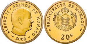 Monaco 20 Euro, Gold, 2008, fools about II., ... 