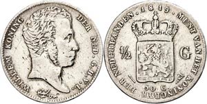 Niederlande 1/2 Gulden, 1819, Wilhelm I., ... 