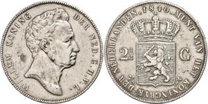 Niederlande 2 1/2 Gulden, 1840, Wilhelm I., ... 
