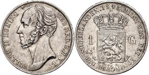 Niederlande Gulden, 1843, Wilhelm II., ... 