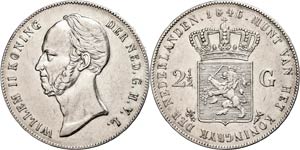 Niederlande 2 1/2 Gulden, 1846, Wilhelm II., ... 