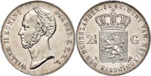 Niederlande 2 1/2 Gulden, 1848, Wilhelm II., ... 