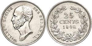 The Netherlands 25 cent, 1848, Wilhelm II., ... 