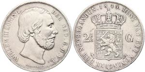 The Netherlands 2 + Guilder, 1849, Wilhelm ... 