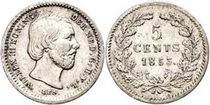 Niederlande 5 Cent, 1853, Wilhelm III., ... 