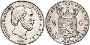 Niederlande 1/2 Gulden, 1858, Wilhelm III., ... 