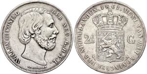 Niederlande 2 1/2 Gulden, 1861, Wilhelm ... 