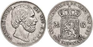 Niederlande 2 1/2 Gulden, 1863, Wilhelm ... 