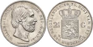 Niederlande 2 1/2 Gulden, 1870, Wilhelm ... 