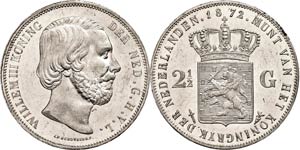 Niederlande 2 1/2 Gulden, 1872, Wilhelm ... 