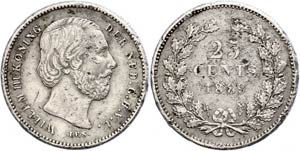 Niederlande 25 Cent, 1889, Wilhelm III., ... 
