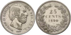 Niederlande 25 Cent, 1890, Wilhelm III., ... 