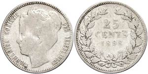 Niederlande 25 Cent, 1898, Wilhelmina, ... 
