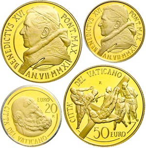 Vatican 20 and 50 Euro, Gold, 2011, the ... 