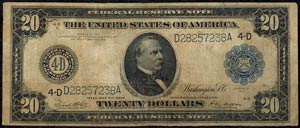  USA, 20 dollars, 1914, Grover Cleveland, ... 