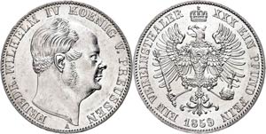 Prussia Thaler, 1859, Friedrich Wilhelm IV., ... 
