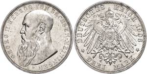Saxony-Meiningen 3 Mark, 1908, Georg II., ... 