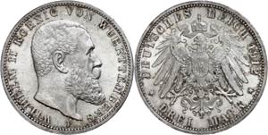 Württemberg 3 Mark, 1912, Wilhelm II., ... 