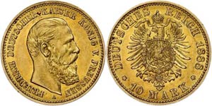 Prussia 10 Mark, 1888, Friedrich III., ... 