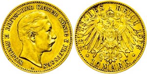 Prussia 10 Mark, 1903, Wilhelm II., small ... 