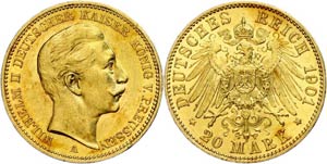Prussia 20 Mark, 1901, Wilhelm II., ... 