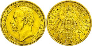 Saxony-Weimar-Eisenach 20 Mark, 1896, Carl ... 