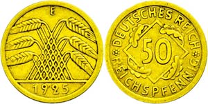 Münzen Weimar 50 Reichspfennig, 1925, E, ... 