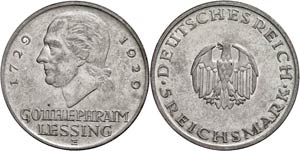 Coins Weimar Republic 5 Reichmark, 1929, E, ... 
