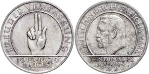 Coins Weimar Republic 3 Reichmark, 1929, D, ... 