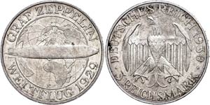 Münzen Weimar 3 Reichsmark, 1930, E, Graf ... 