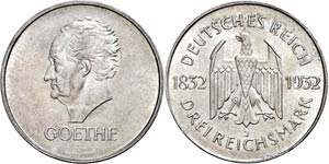 Coins Weimar Republic 3 Reichmark, 1932, J, ... 